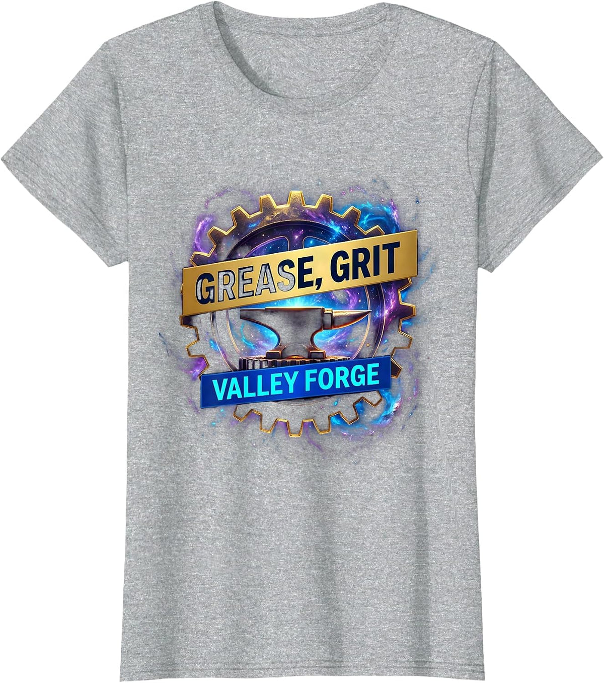 Women's Grease Grit Valley Forge Automotive Design T-Shirt - Heather Grey