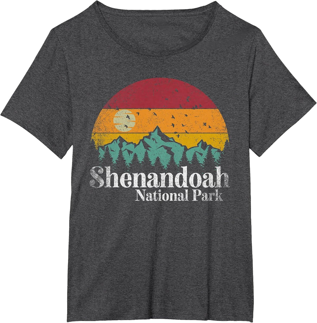 Shenandoah National Park Mountains Retro Style Vintage T-Shirt - Dark Heather Grey