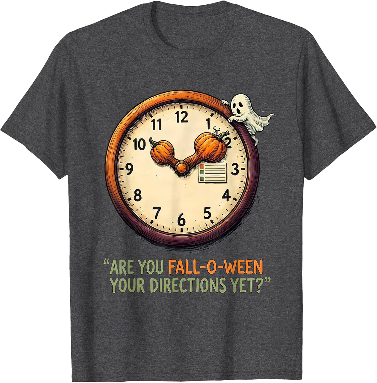 Men's Are You Fall-O-Ween Your Directions Yet? Teacher Halloween T-Shirt - Dark Heather Grey