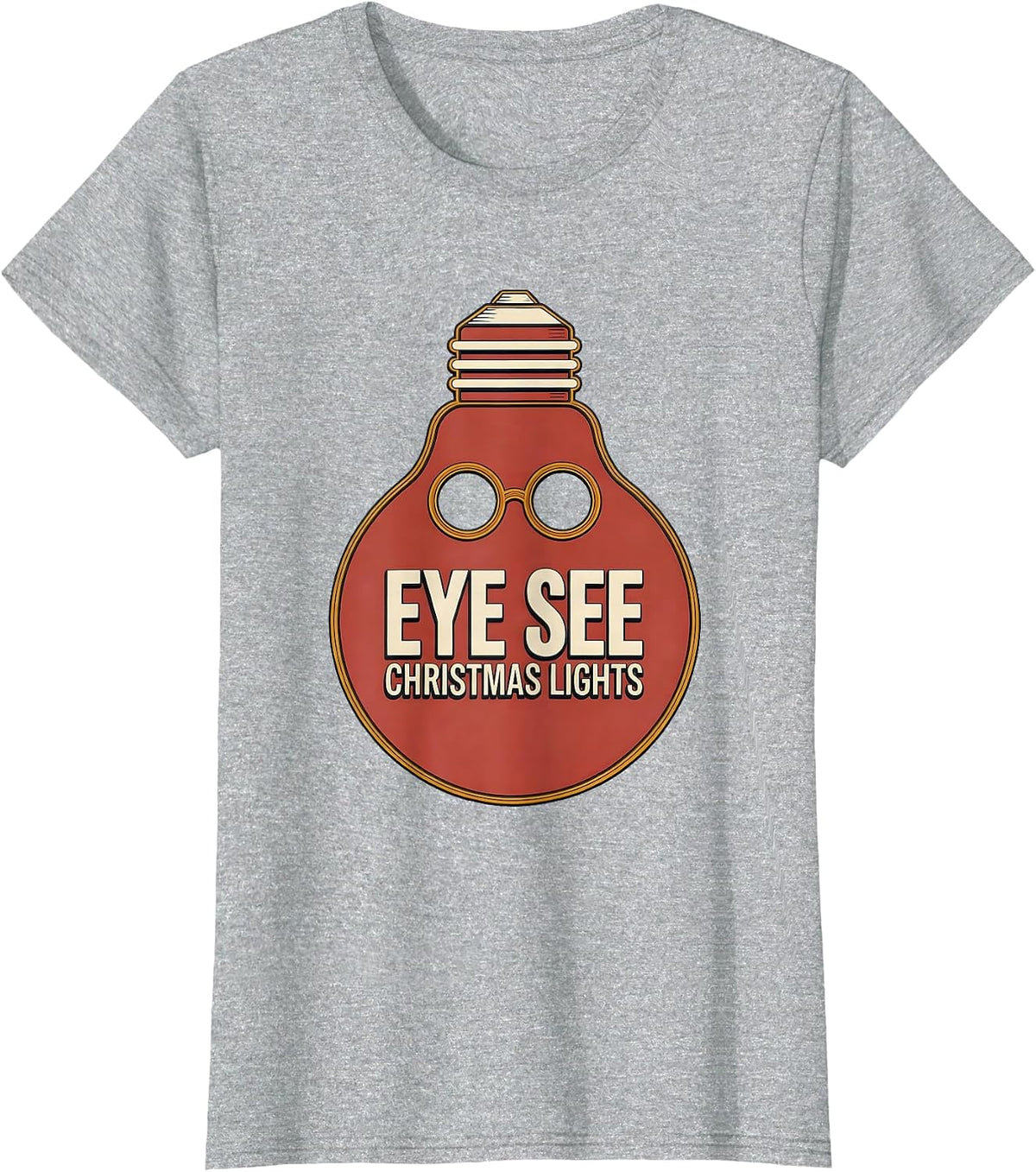 Eye See Christmas Lights Wood Type Letterpress Optometrist T-Shirt - Heather Grey