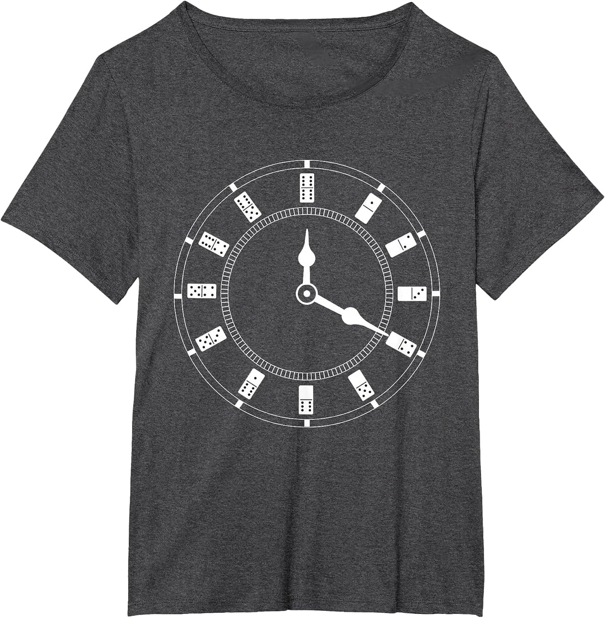 Domino Fan Clock Domino Player Tile Board Game Friend T-Shirt - Dark Heather Grey