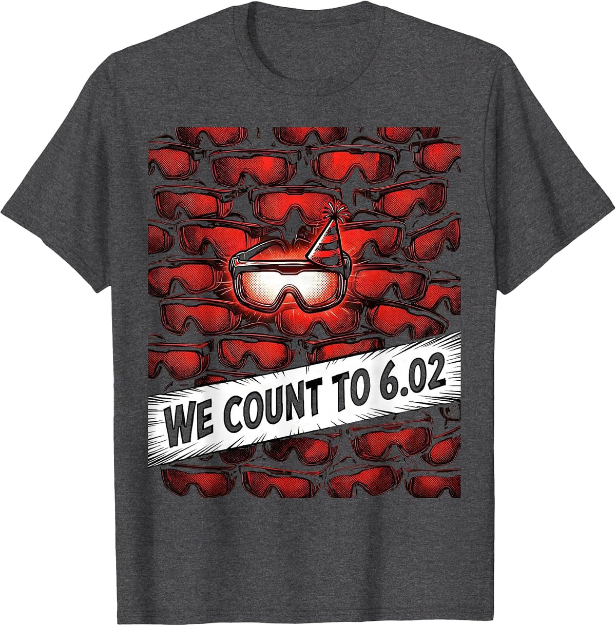Men's We Count To 6.02 Comic Book Chemistry Teacher Mole Day T-Shirt - Dark Heather Grey