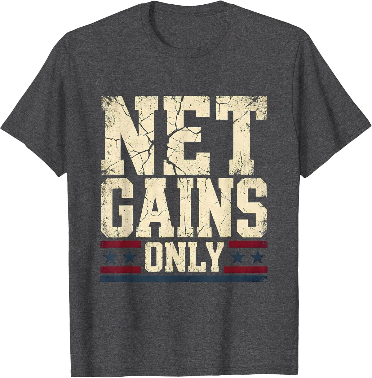 Net Gains Only Tennis Graphic Design T-Shirt - Dark Heather Grey