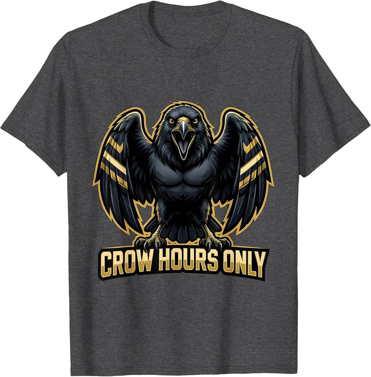 Men's Crow Hours Only Funny Crow Lover Design T-Shirt - Dark Heather Grey