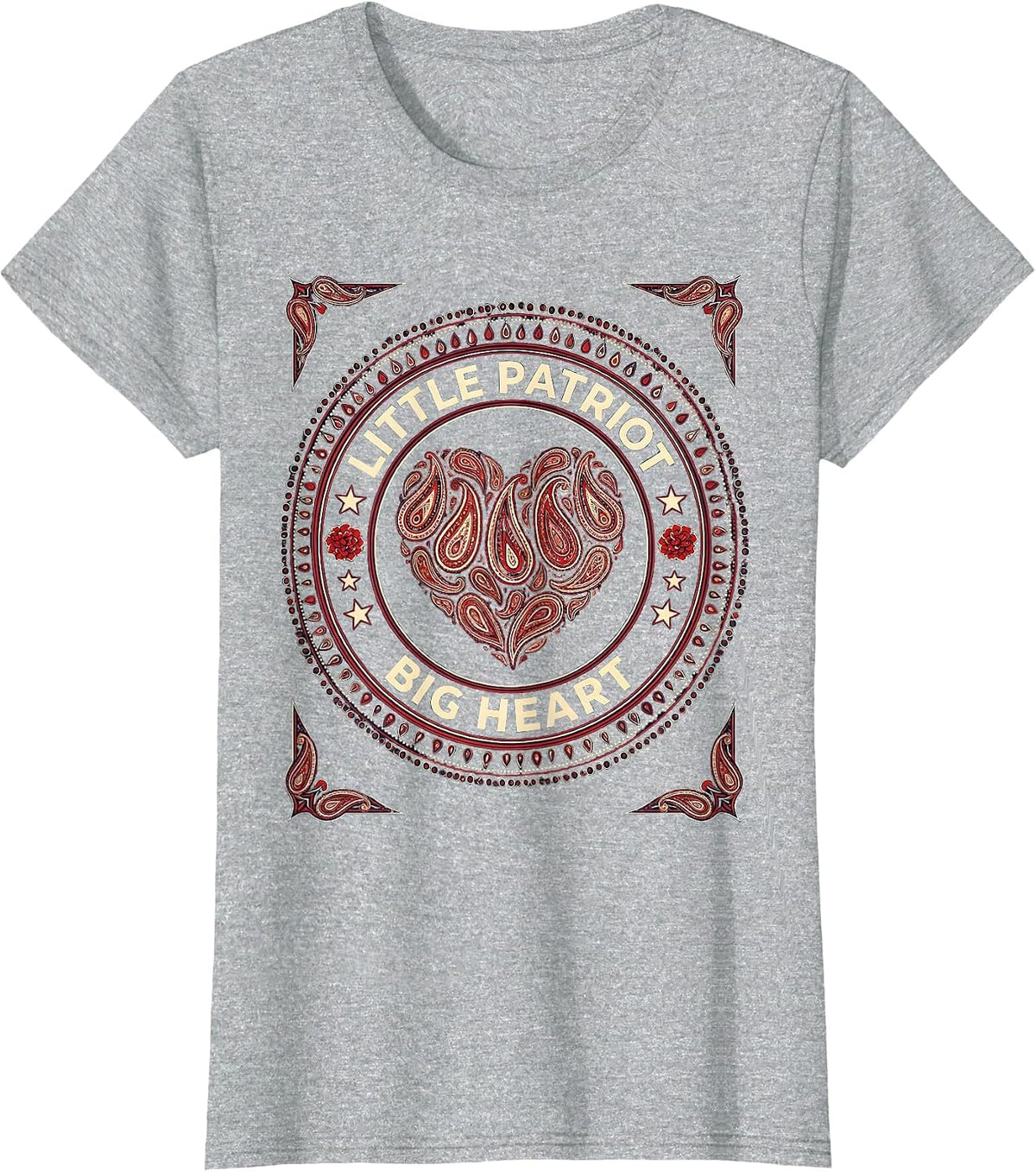 Little Patriot Big Heart Kids Patriot Day Design T-Shirt - Heather Grey