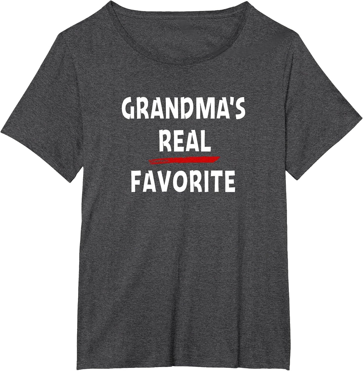 Grandma's Real Favorite Grandchild Funny Sibling Rivalry T-Shirt - Dark Heather Grey