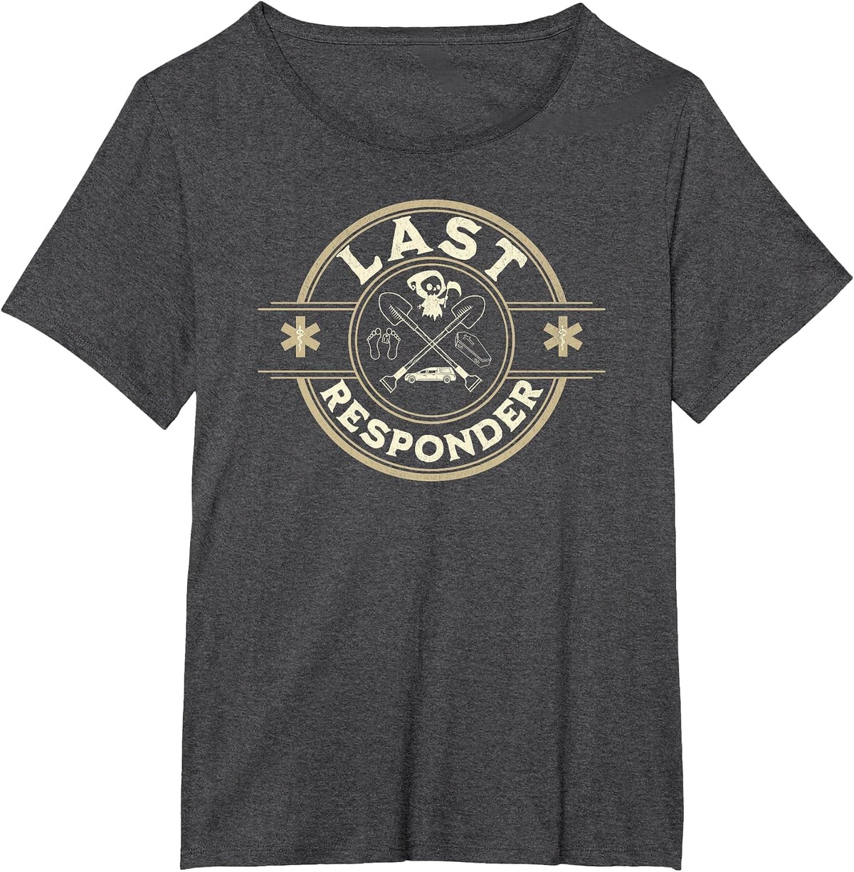 Grim Reaper Funny Dark Meme Mortician Last Responder Vintage T-Shirt - Dark Heather Grey