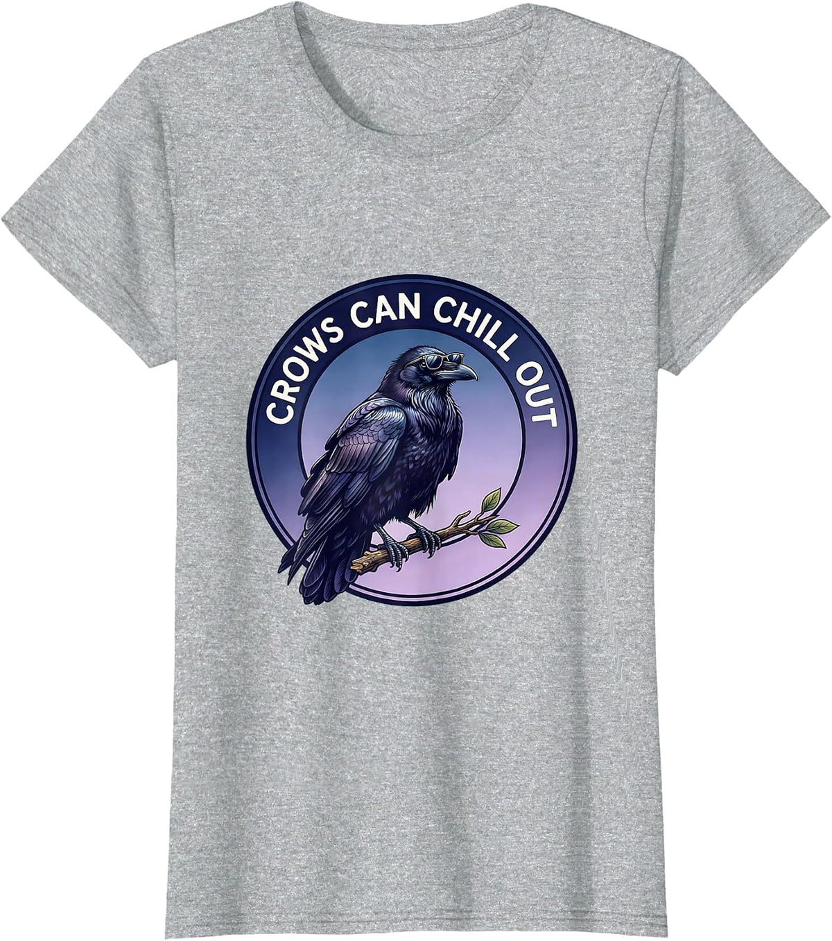 Crows Can Chill Out Funny Bird Design T-Shirt - Heather Grey