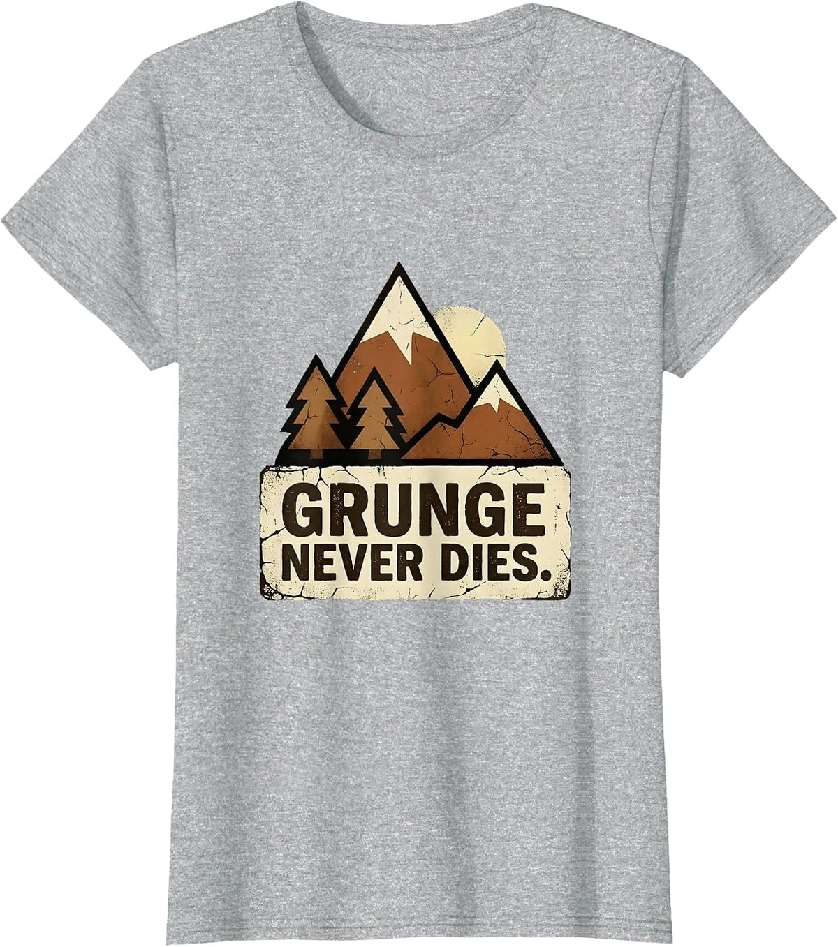 Grunge Never Dies Mens 90s Rock Music Design T-Shirt - Heather Grey