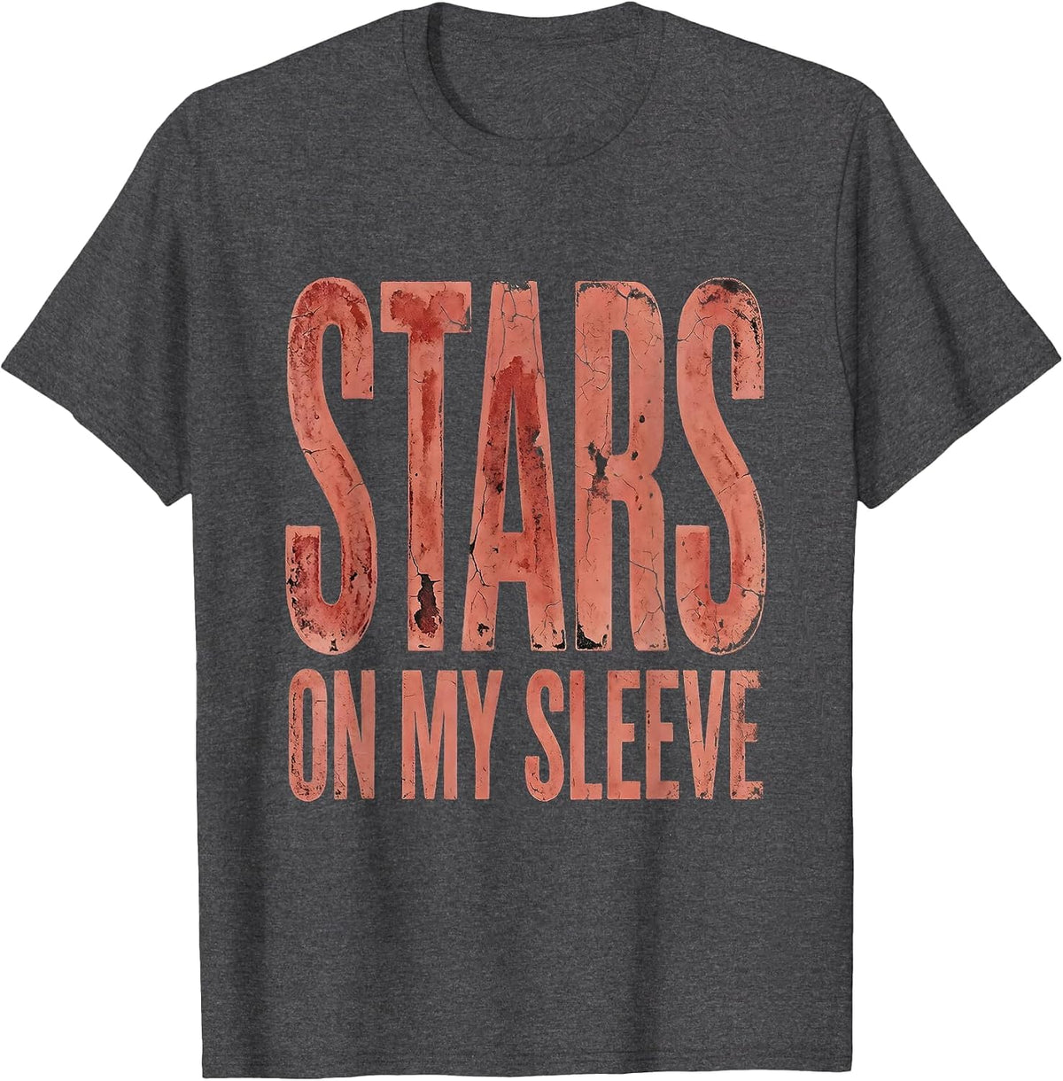 Stars on My Sleeve Red White Blue Patriotic Design T-Shirt - Dark Heather Grey