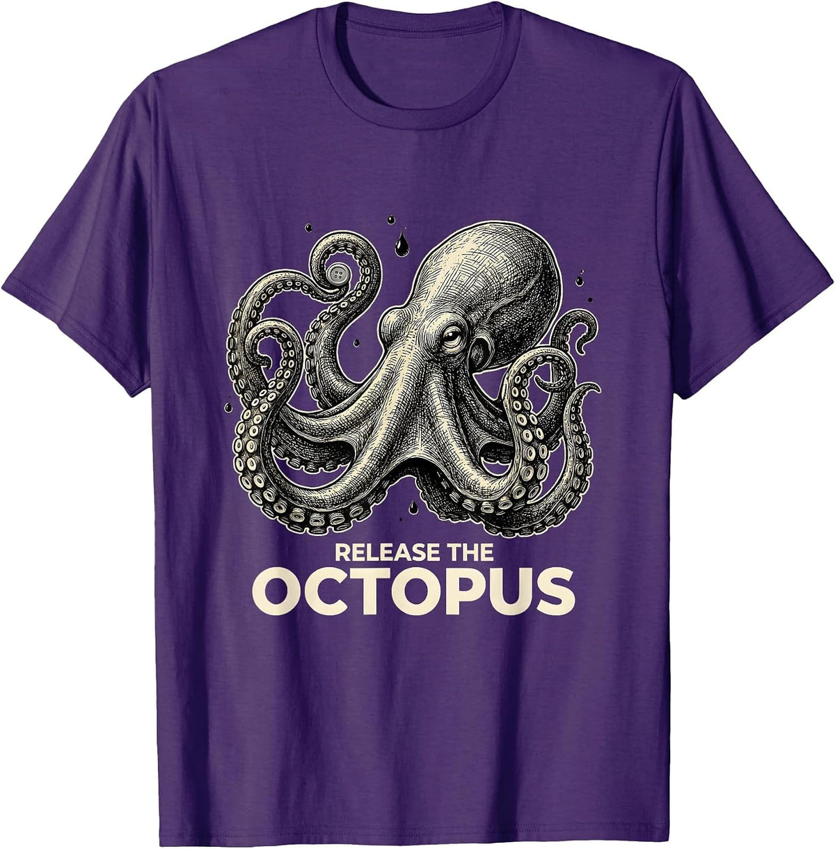Release The Octopus Funny Octopus Lover Vintage Sea Creature T-Shirt - Purple