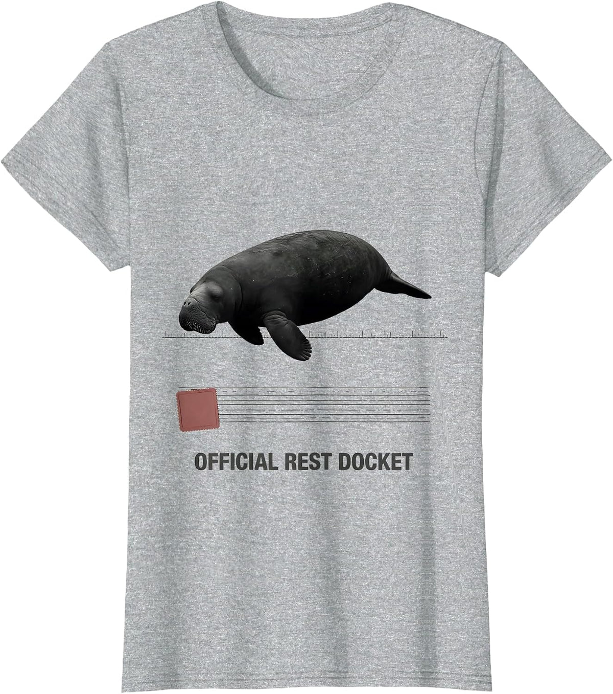 Women's Official Rest Docket Minimalist Manatee Sea Cow Wildlife T-Shirt - Heather Grey