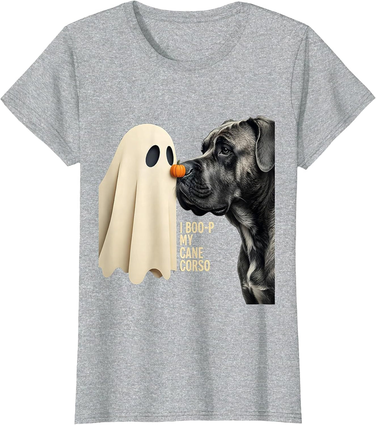 I Boo-p My Cane Corso Funny Dog Mom Halloween Ghost Dog T-Shirt - Heather Grey