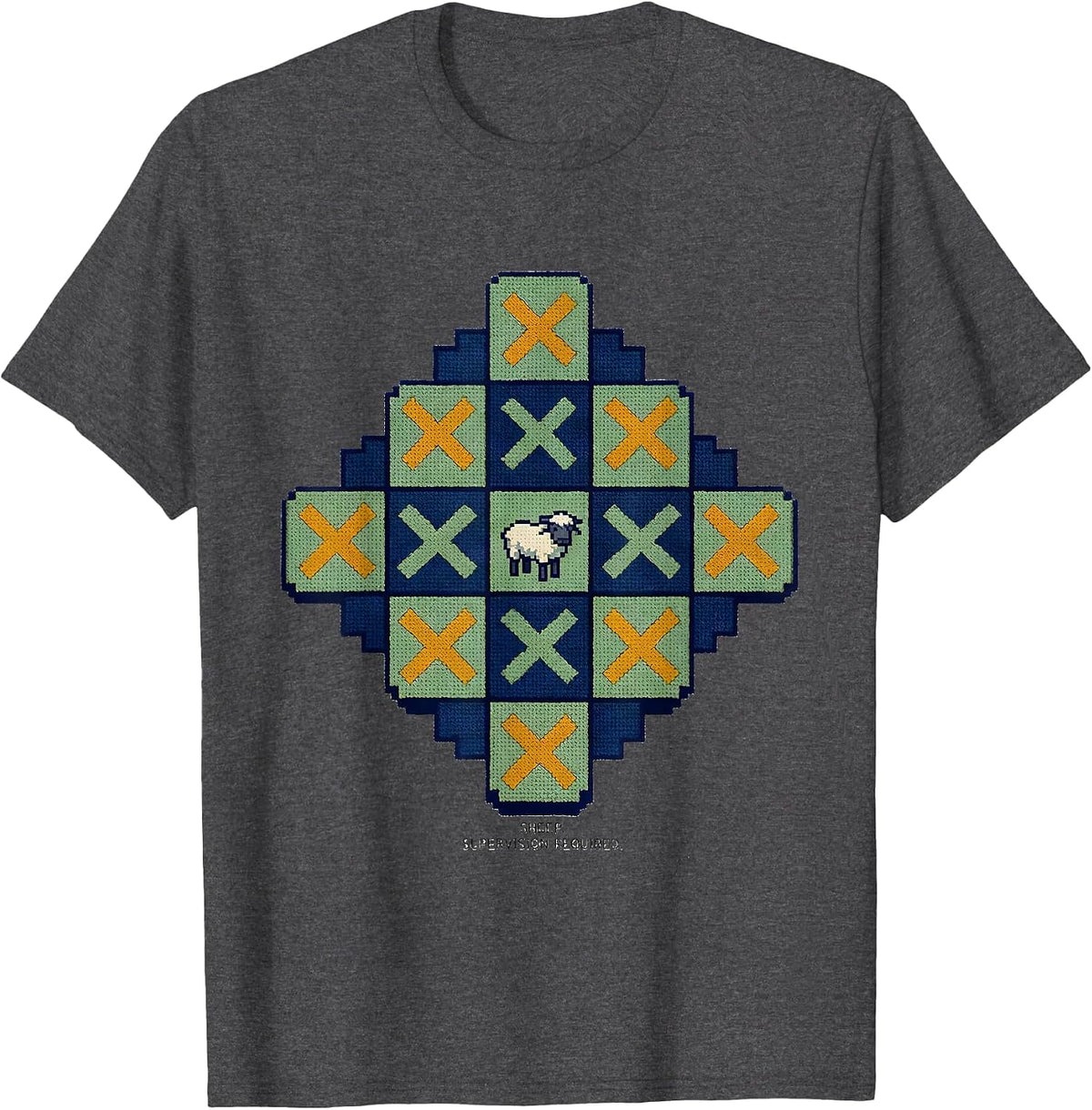 Men's Sheep Supervision Required Funny Christian Faith Humor T-Shirt - Dark Heather Grey