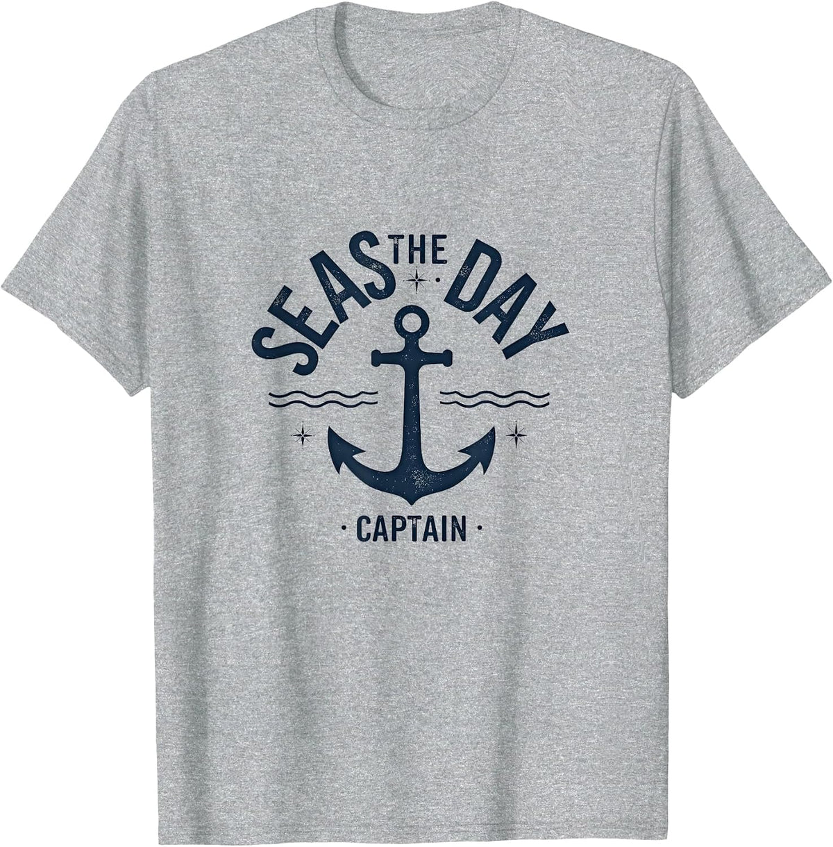 Seas the Day Captain Nautical Boat Design T-Shirt - Heather Grey