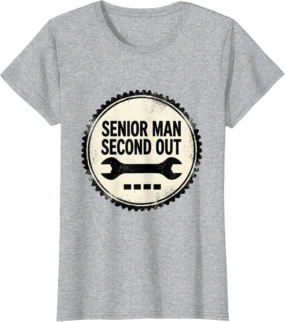 Women's Senior Man Second Out Rubber Stamp Firefighter Fire Dept T-Shirt - Heather Grey