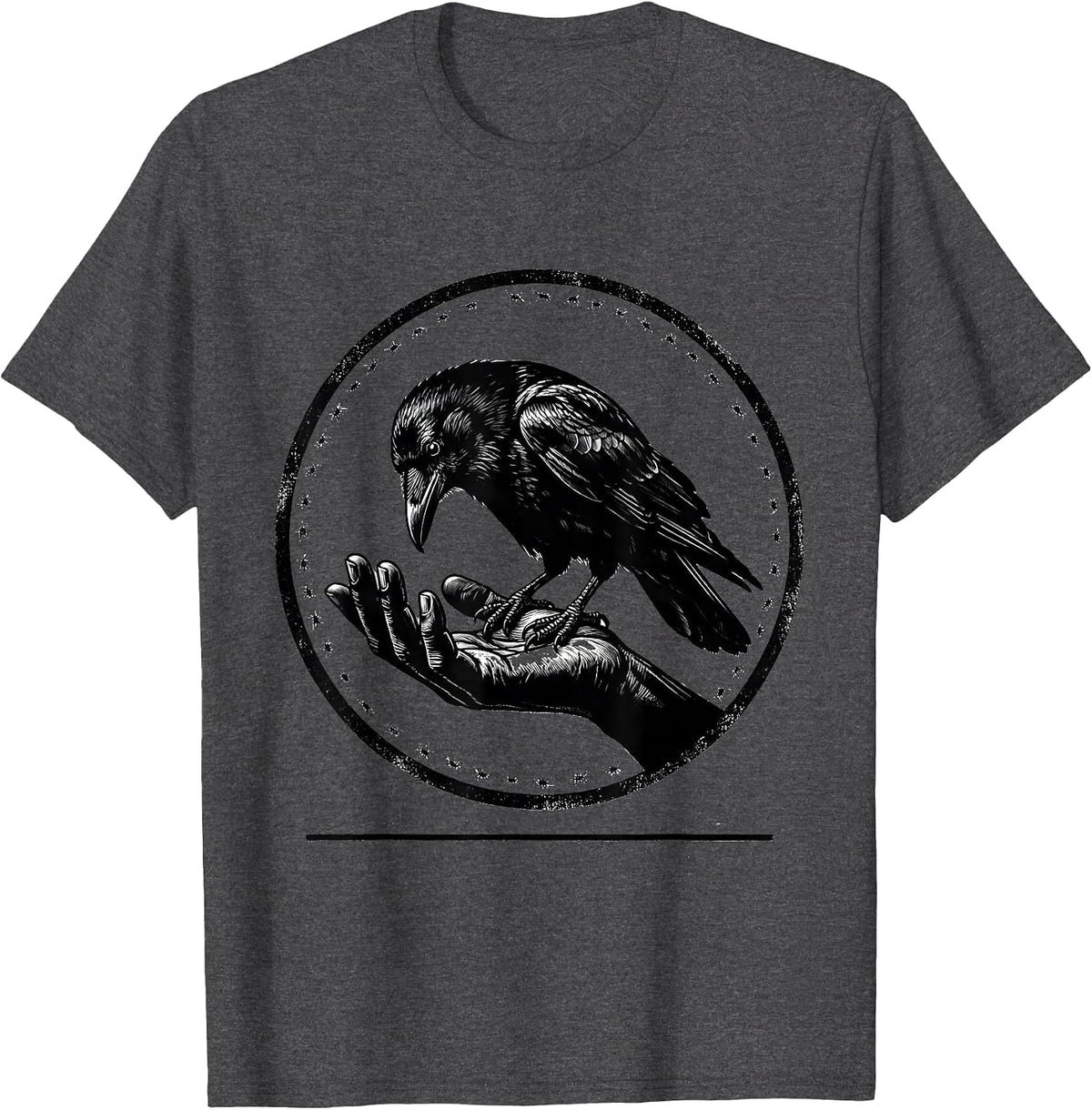 Men's Crow Raven Gothic Silhouette Bird Lover Humor T-Shirt - Dark Heather Grey