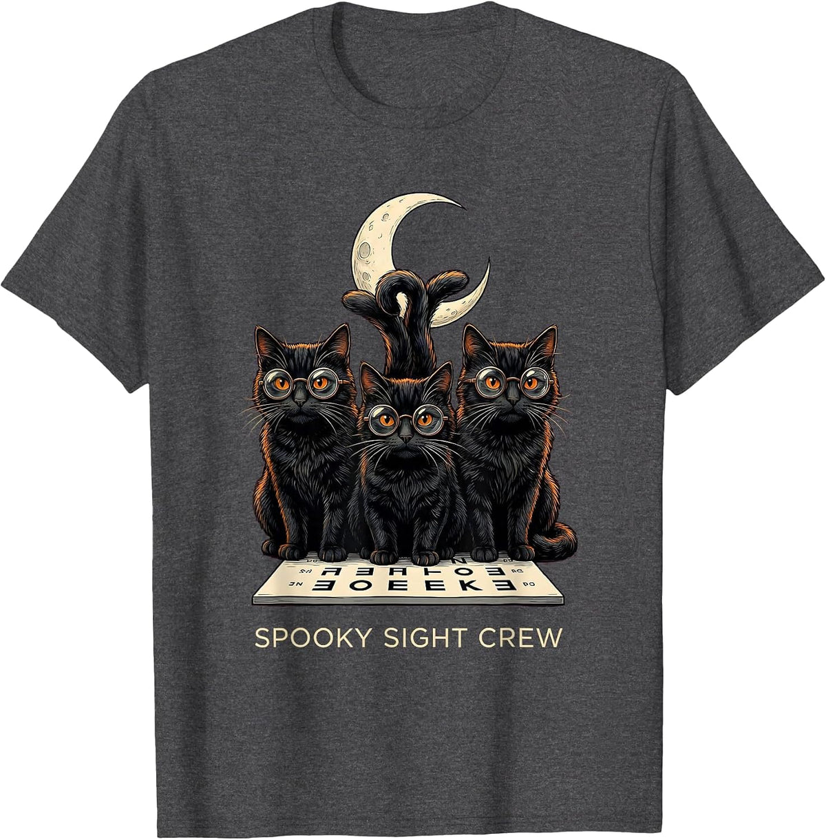 Spooky Sight Crew Funny Optometrist Halloween Eye Doctor T-Shirt - Dark Heather Grey