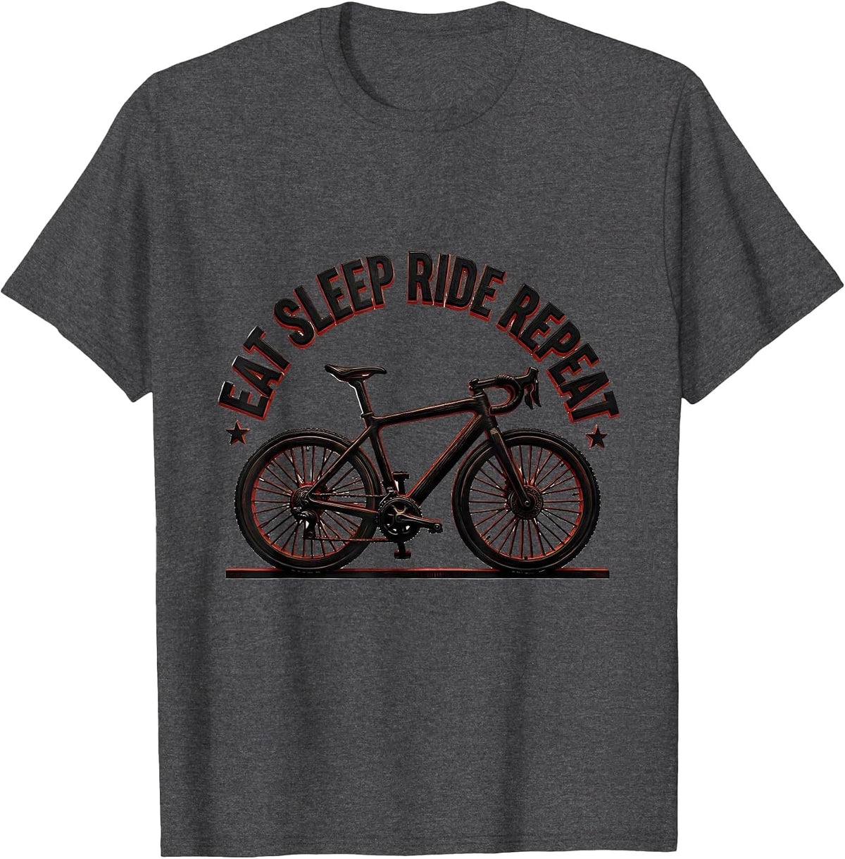 Eat Sleep Ride Repeat Cycling Bike Design T-Shirt - Dark Heather Grey