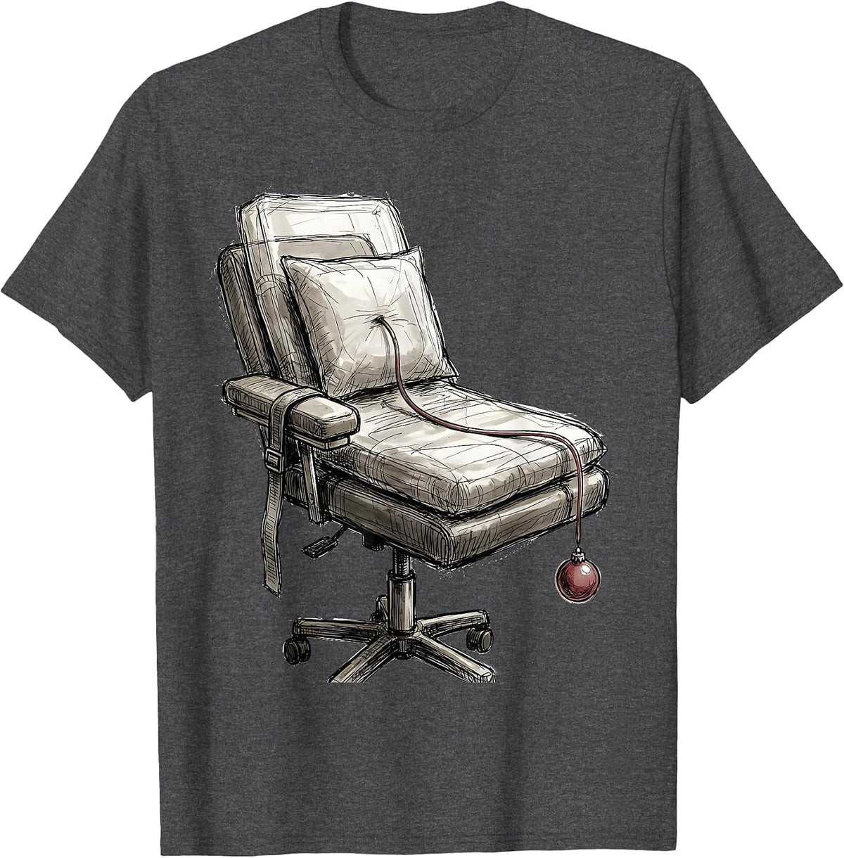 Phlebotomy Draw Chair Armrest Holiday Humor Phlebotomist T-Shirt - Dark Heather Grey