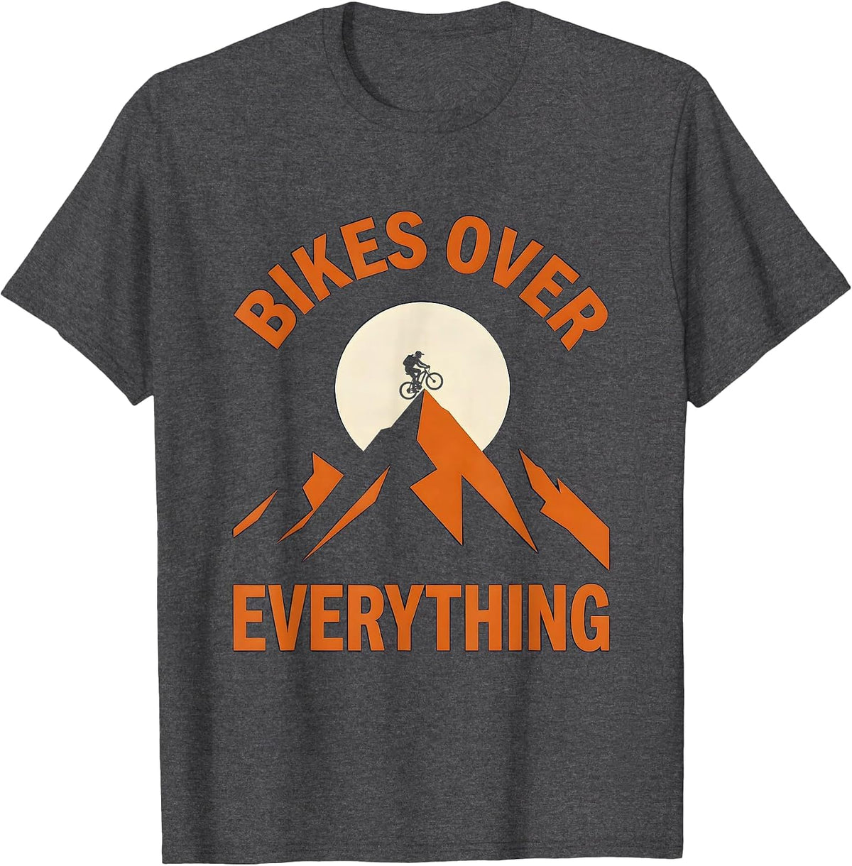 Men's Bikes Over Everything Cycling Enthusiast Design T-Shirt - Dark Heather Grey