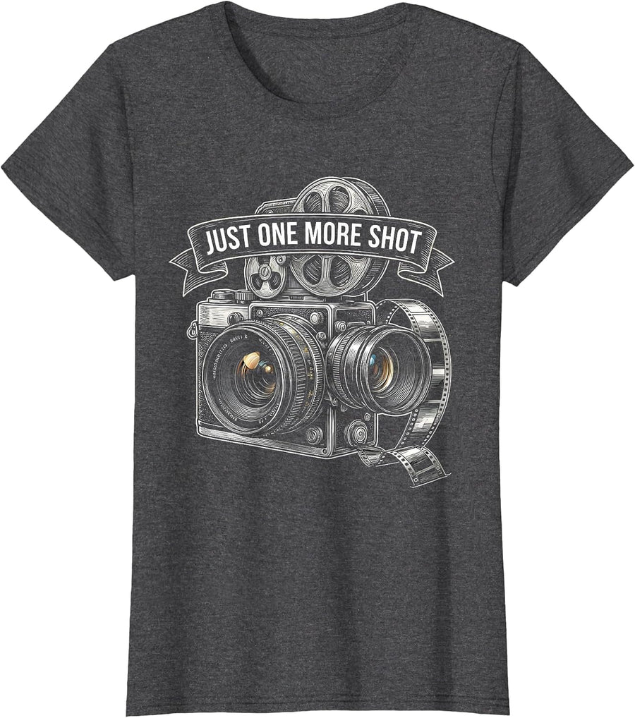 Women's Just One More Shot Photography Lover Design T-Shirt - Dark Heather Grey