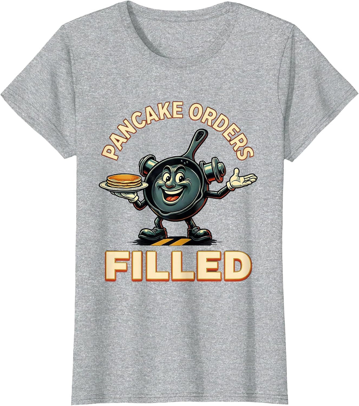 Pancake Orders Filled Retro Football Lineman Humor Gift T-Shirt - Heather Grey