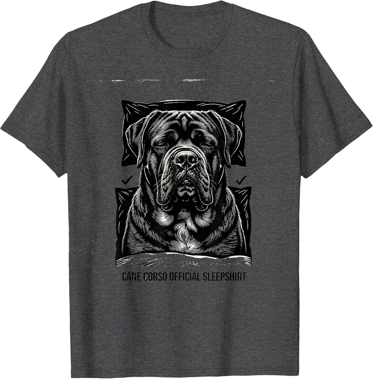 Cane Corso Official Sleepshirt Dog Lover Pajamas Nightgown T-Shirt - Dark Heather Grey