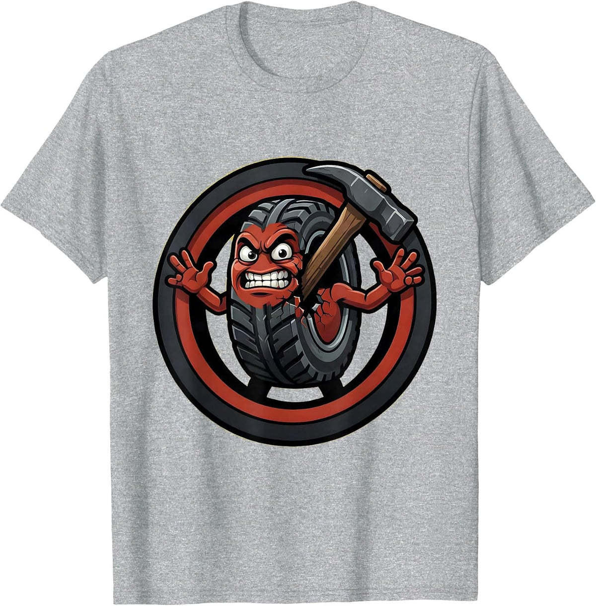 Men's Tire Iron Wedged in Split Tire Graphic T-Shirt - Heather Grey