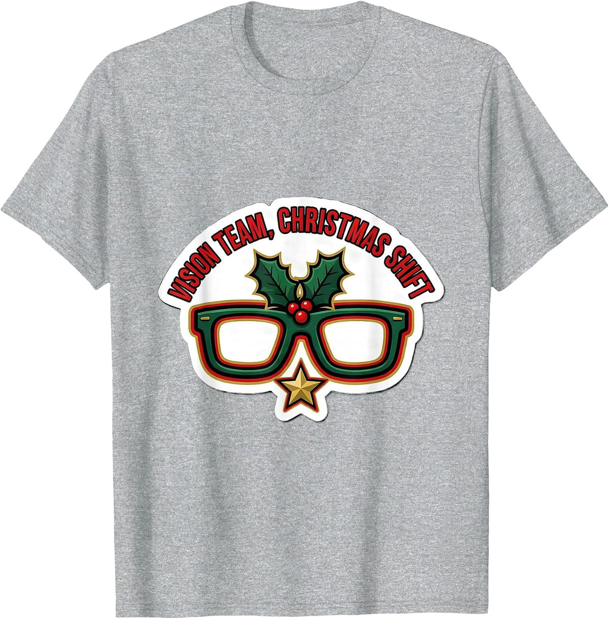 Men's Vision Team Christmas Shift Optometrist Eye Doctor Workwear T-Shirt - Heather Grey