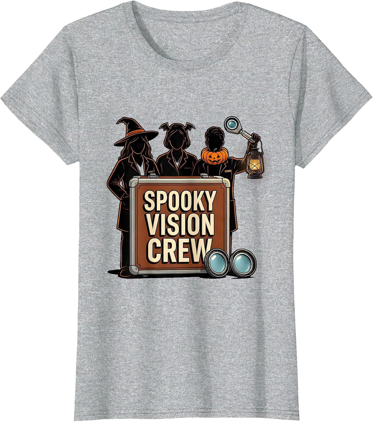 Spooky Vision Crew Funny Optometrist Halloween Eye Doctor T-Shirt - Heather Grey