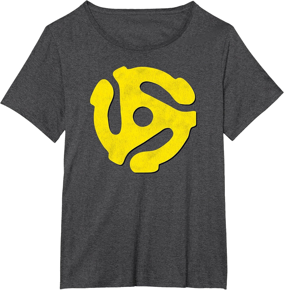 Music Geek, Retro 45 RPM Yellow Record Adaptor Vinyl Lovers T-Shirt - Dark Heather Grey