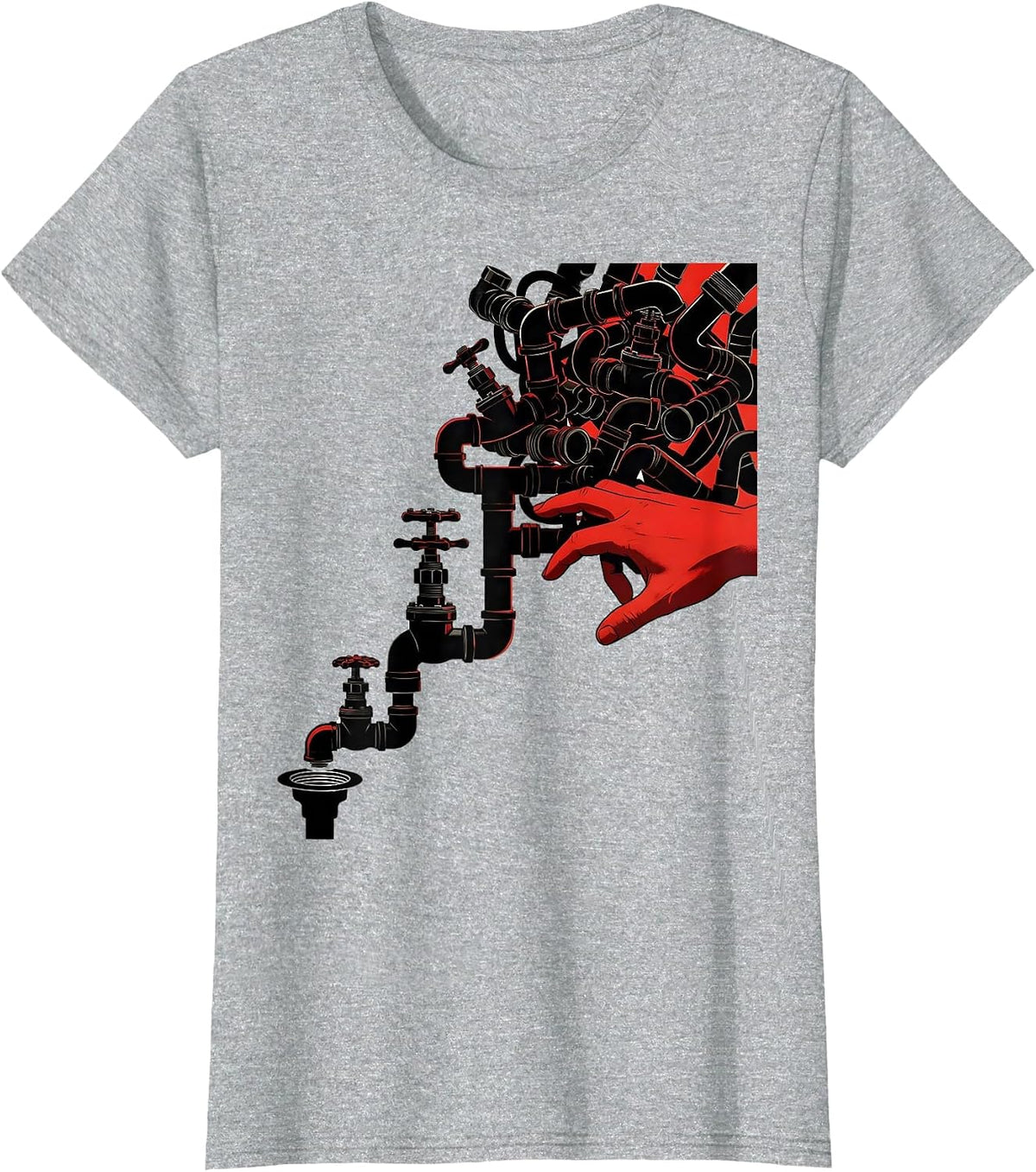 Diagonal Plumbing Pipe Assembly Funny Plumber Dad T-Shirt - Heather Grey