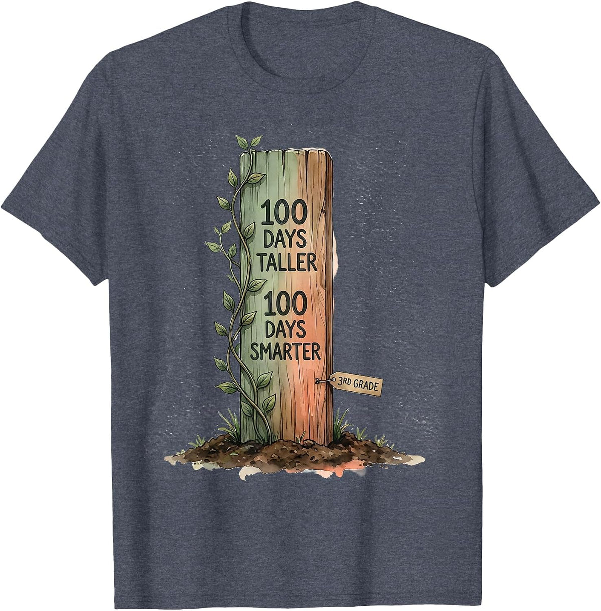 100 Days Taller, 100 Days Smarter — 3rd Grade Teacher T-Shirt - Heather Blue