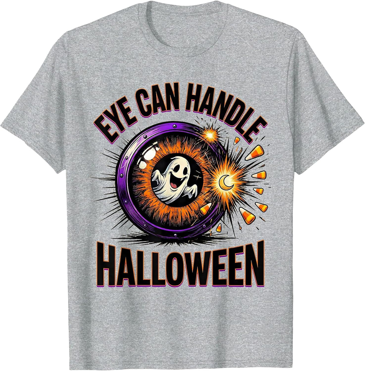Men's Eye Can Handle Halloween Comic Book Ghost Optometrist T-Shirt - Heather Grey