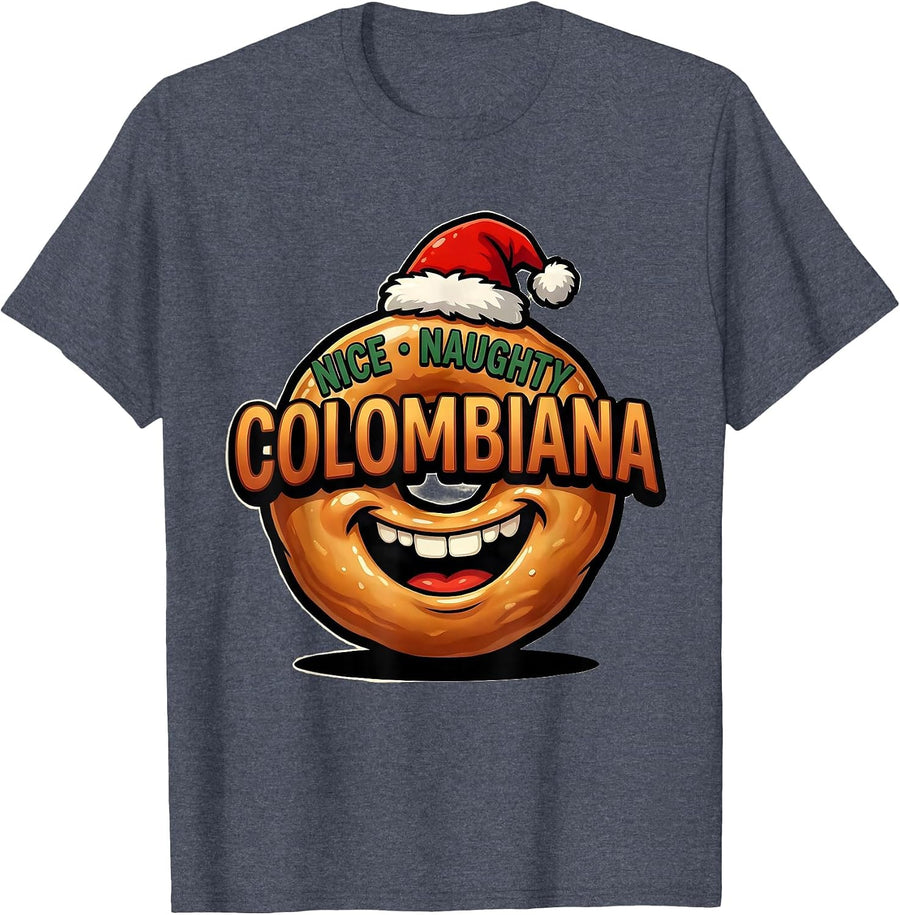 Nice Naughty Colombiana Funny Latino Heritage Food Pun Humor T-Shirt - Heather Blue