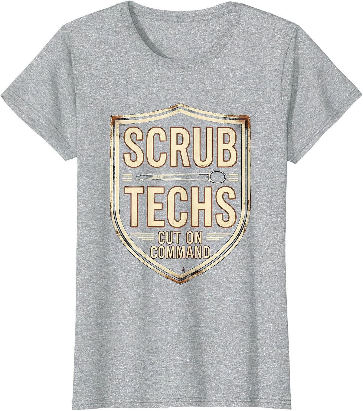 Women's Scrub Techs Cut On Command Vintage Surgical Tech Humor T-Shirt - Heather Grey