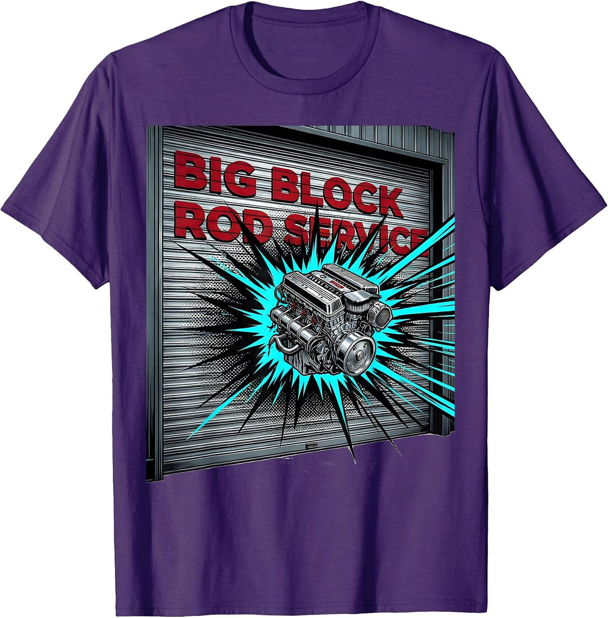 Big Block Rod Service Pop Art Classic Muscle Car Enthusiast T-Shirt - Purple