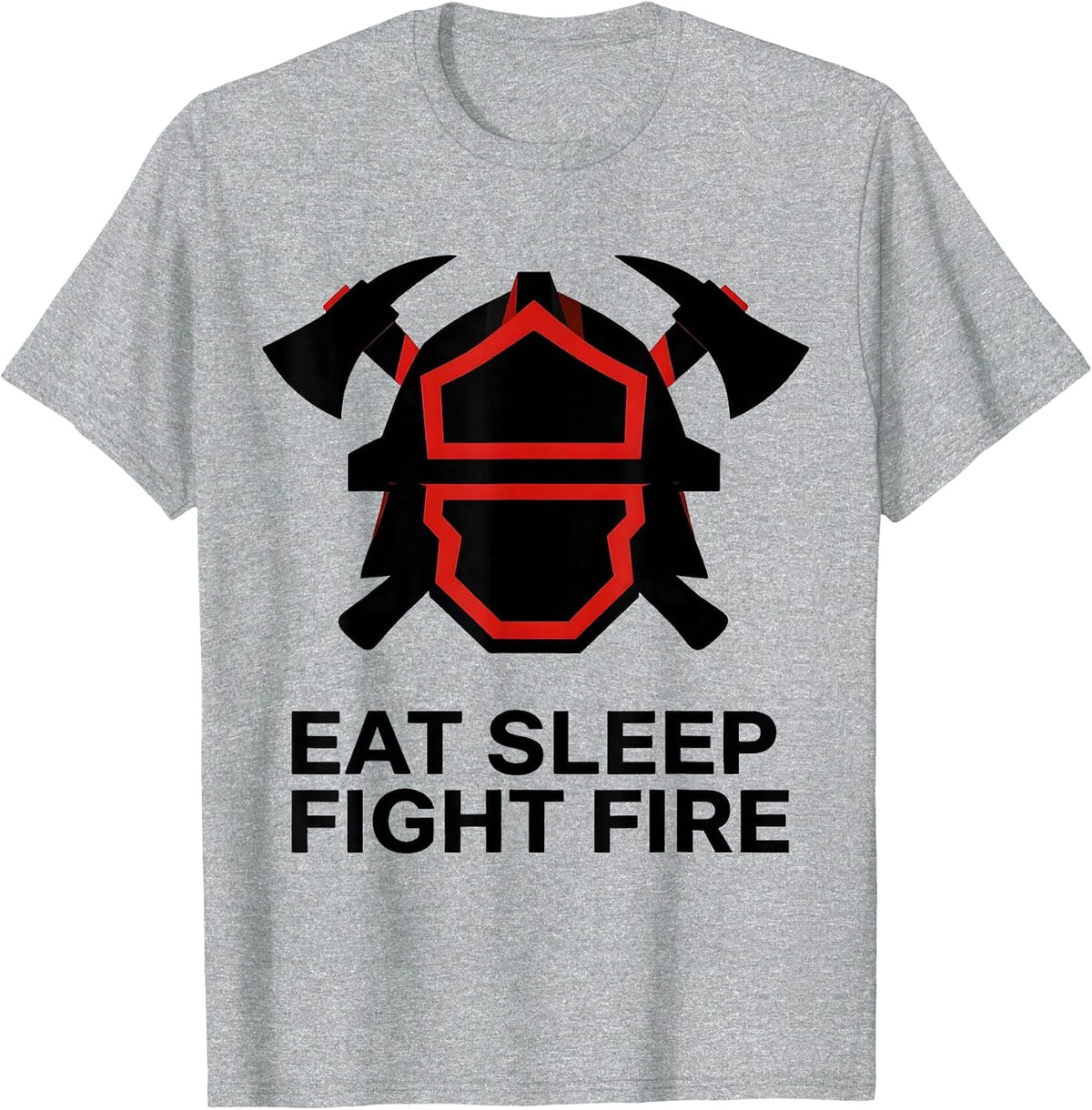 Men's Eat Sleep Fight Fire Firefighter Design T-Shirt - Heather Grey