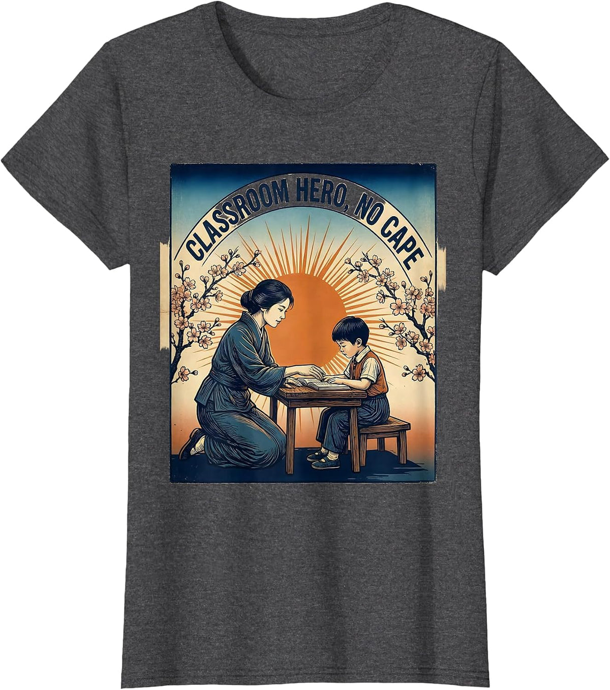 Women's Classroom Hero No Cape Paraprofessional Design T-Shirt - Dark Heather Grey