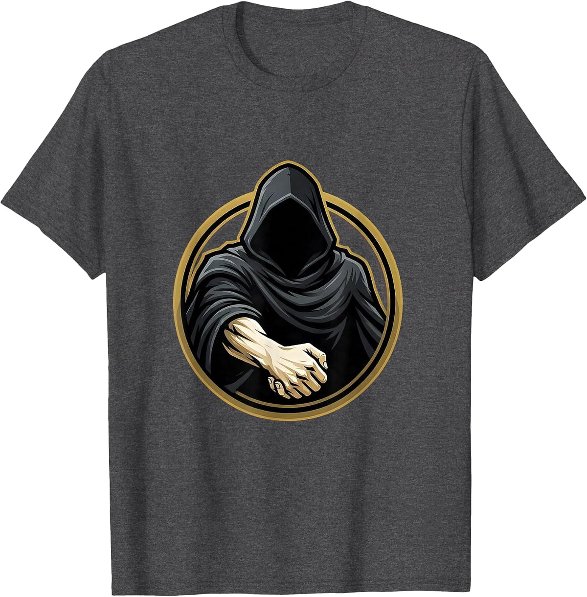 I Cant But I Know A Guy Hooded Figure Handshake T-Shirt - Dark Heather Grey