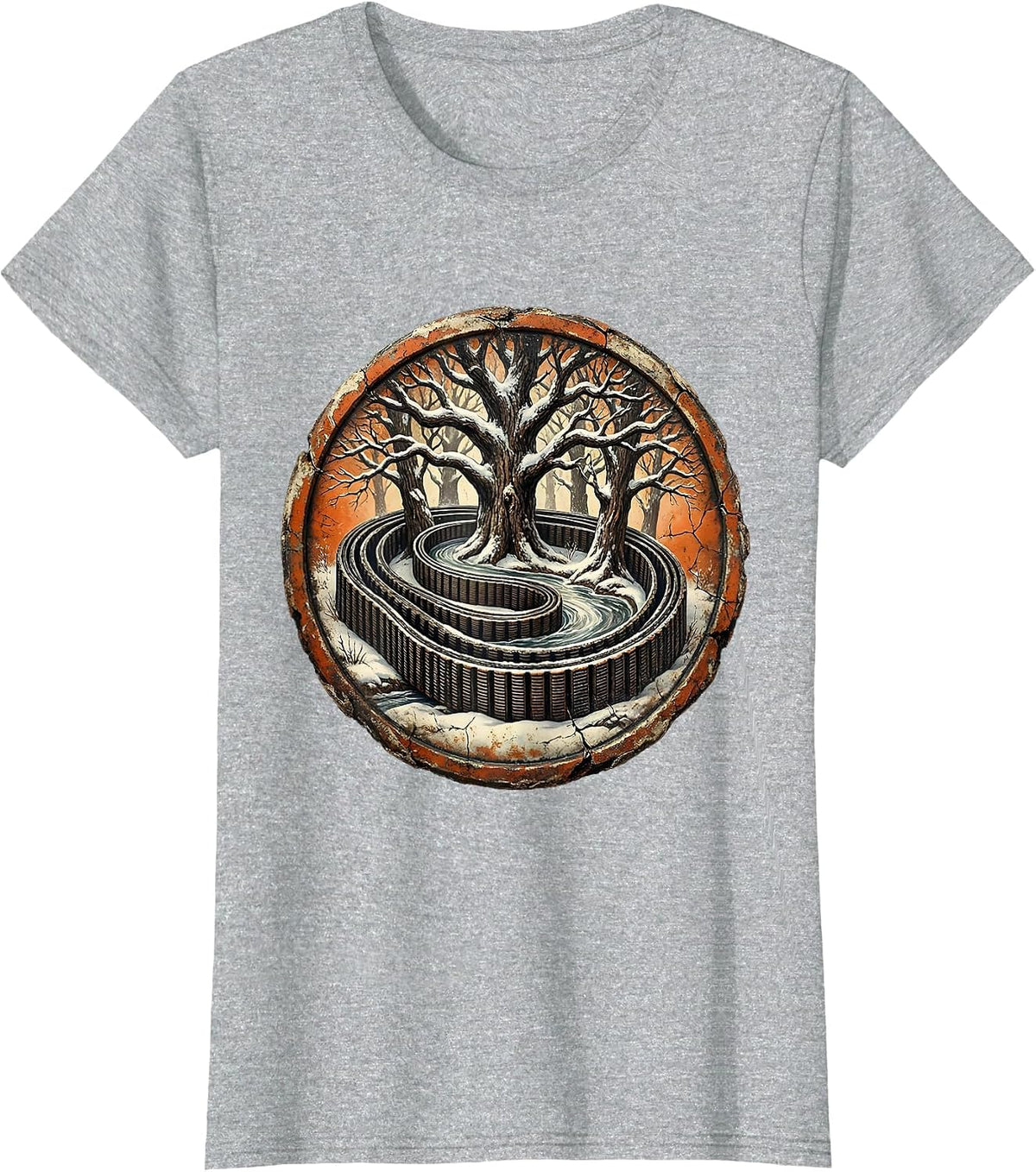 Valley Forge Automotive Serpentine Belt Winter Art T-Shirt - Heather Grey