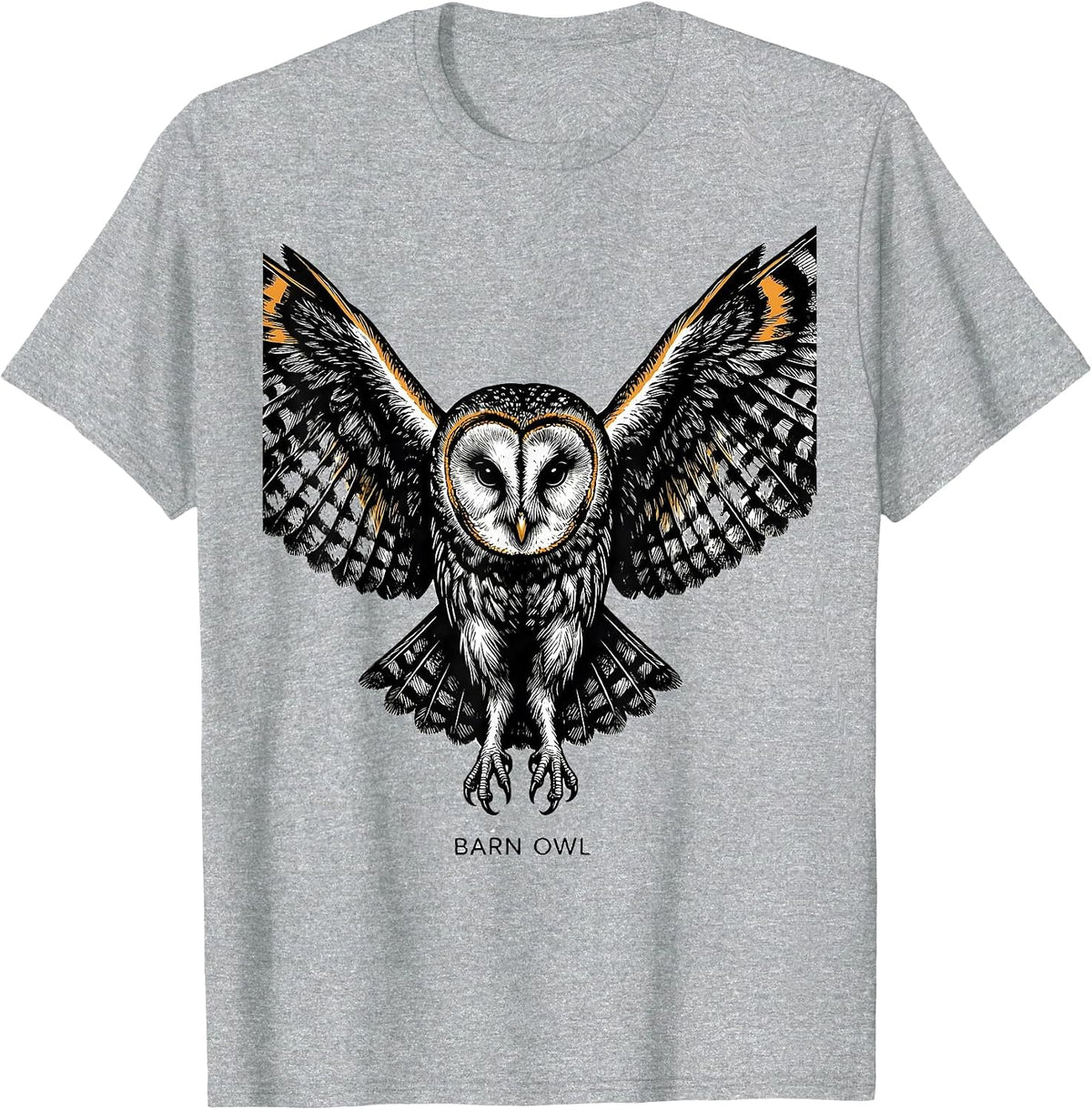 Men's Barn Owl Scratchboard Funny Owl Lover Bird Enthusiast T-Shirt - Heather Grey