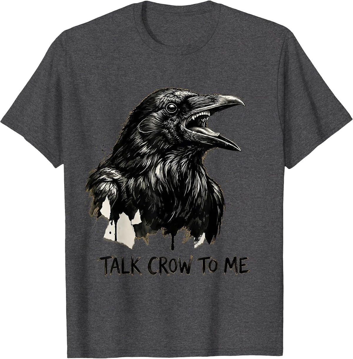 Men's Talk Crow To Me Funny Bird Lover Design T-Shirt - Dark Heather Grey