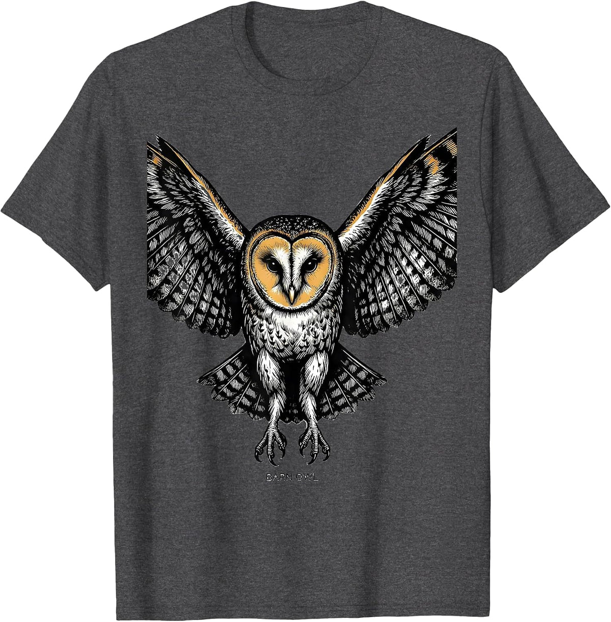 Barn Owl Scratchboard Funny Owl Lover Bird Enthusiast T-Shirt - Dark Heather Grey