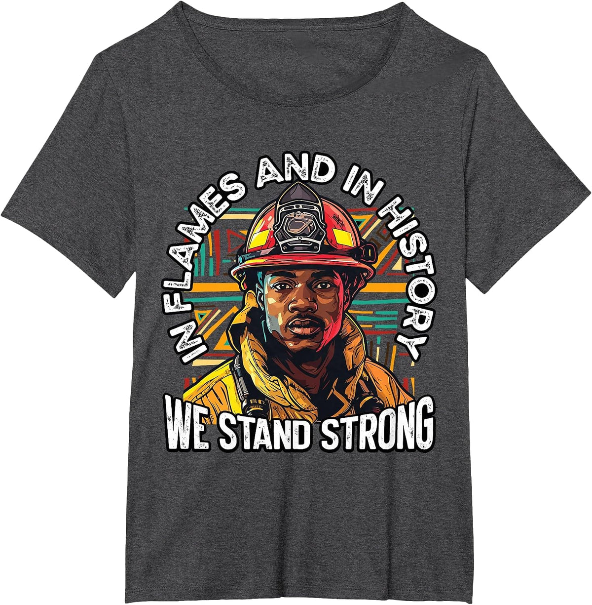 Black Firefighter Firefighting Fireman Black History Month T-Shirt - Dark Heather Grey