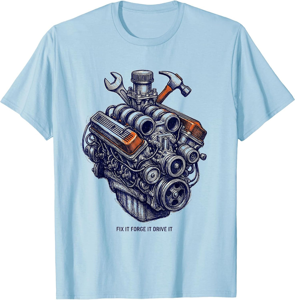 Men's Valley Forge Automotive Fix It Forge It Drive It T-Shirt - Baby Blue