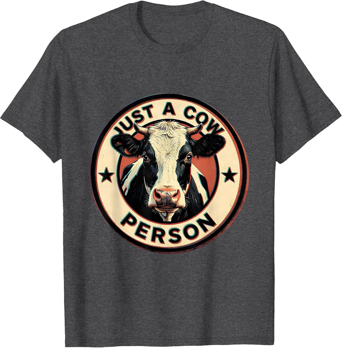 Just a Cow Person Funny Cattle Lover Design T-Shirt - Dark Heather Grey