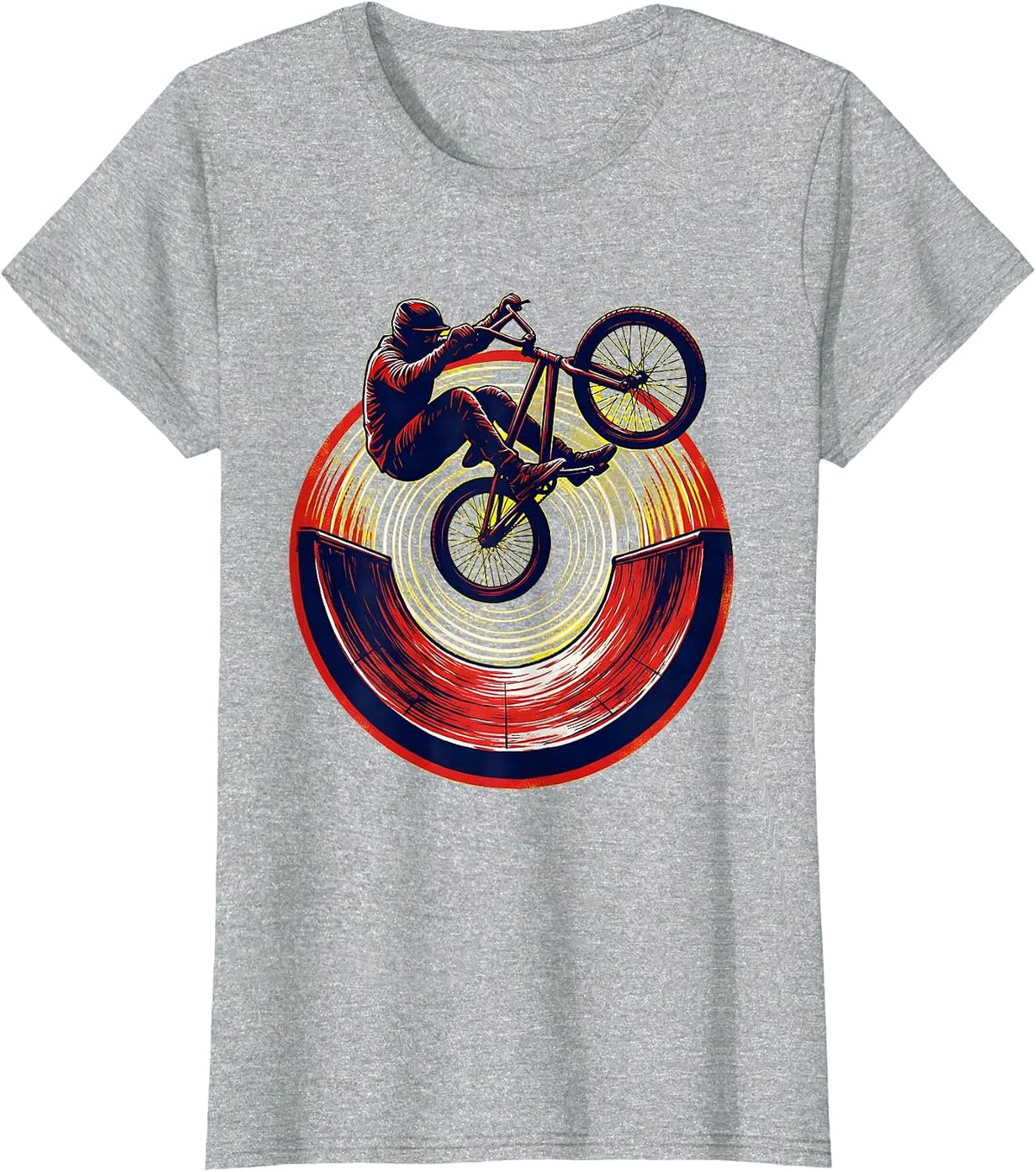 BMX 360 Half-Pipe Trick Rider Graphic T-Shirt - Heather Grey