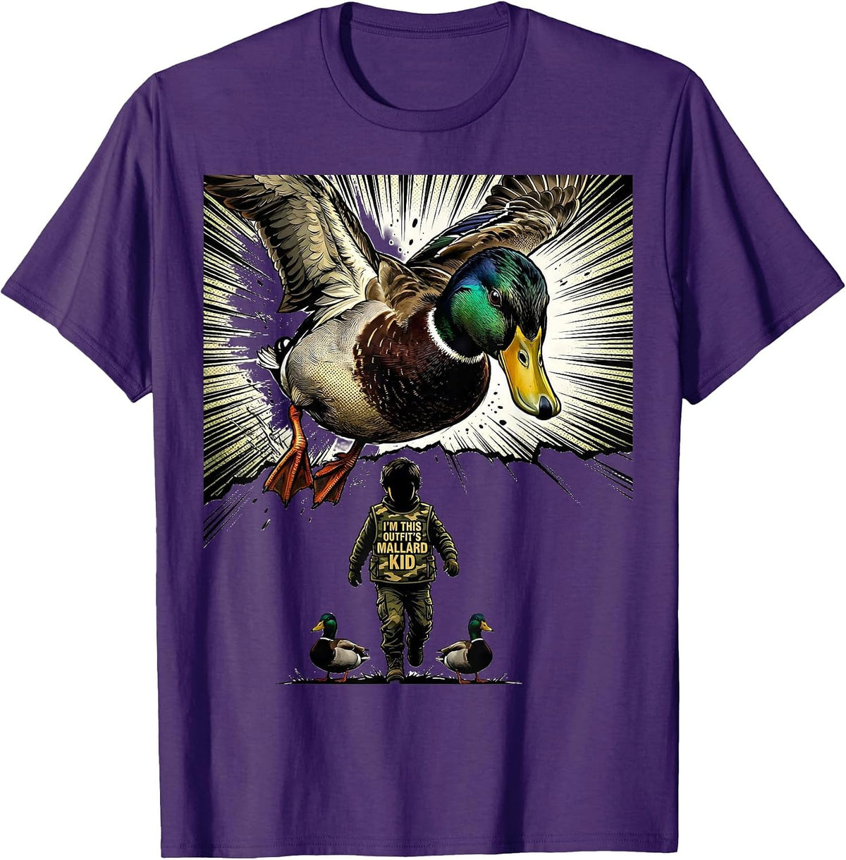 I'm This Outfit's Mallard Kid Comic Book Duck Hunting Dad T-Shirt - Purple